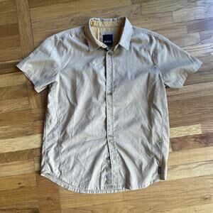 Prana Shirt Men’s Medium Beige Button Up Short Sleeve